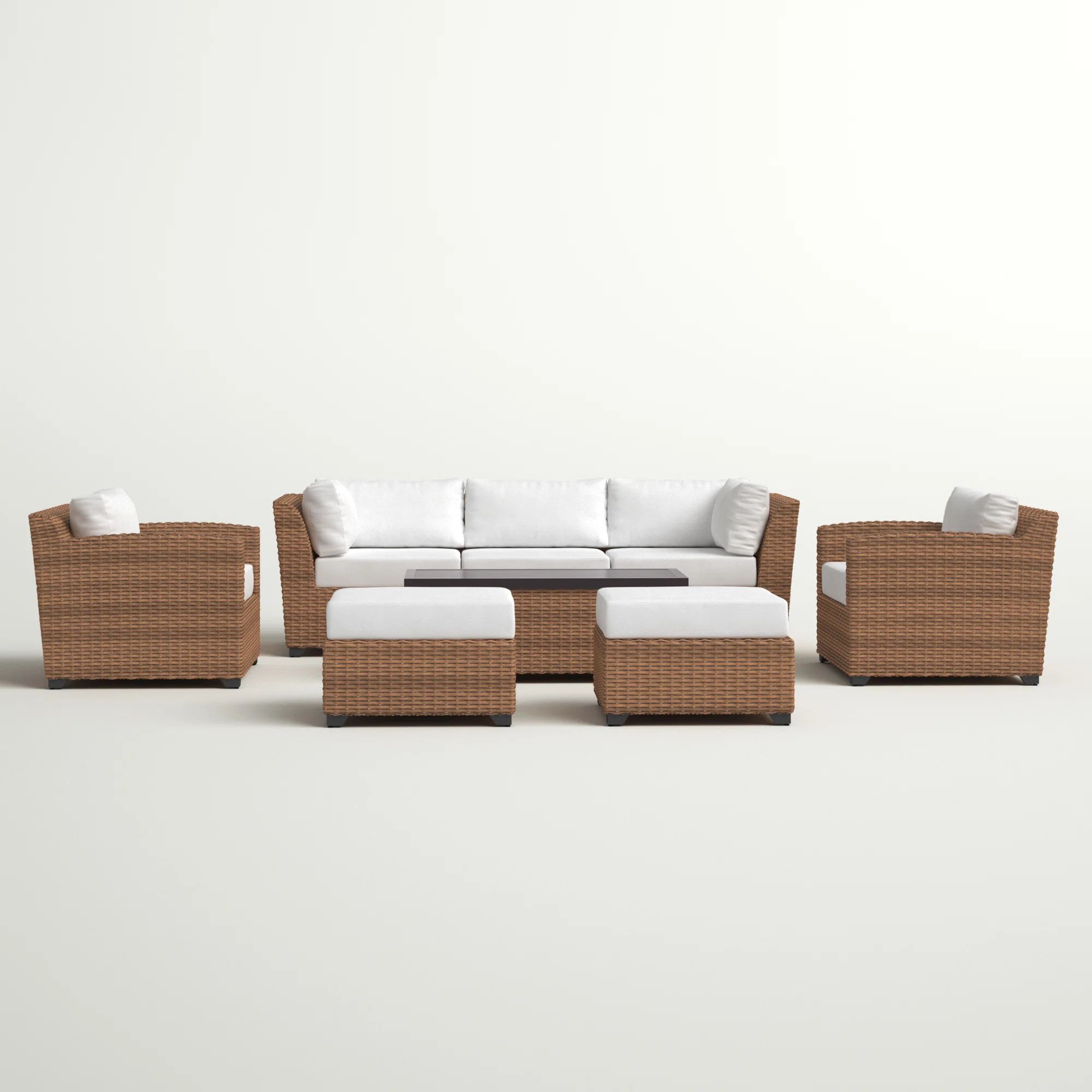 Waterbury High-Density Polyethylene (HDPE) Wicker 5 - Person Seating Group with Cushions | Wayfair North America