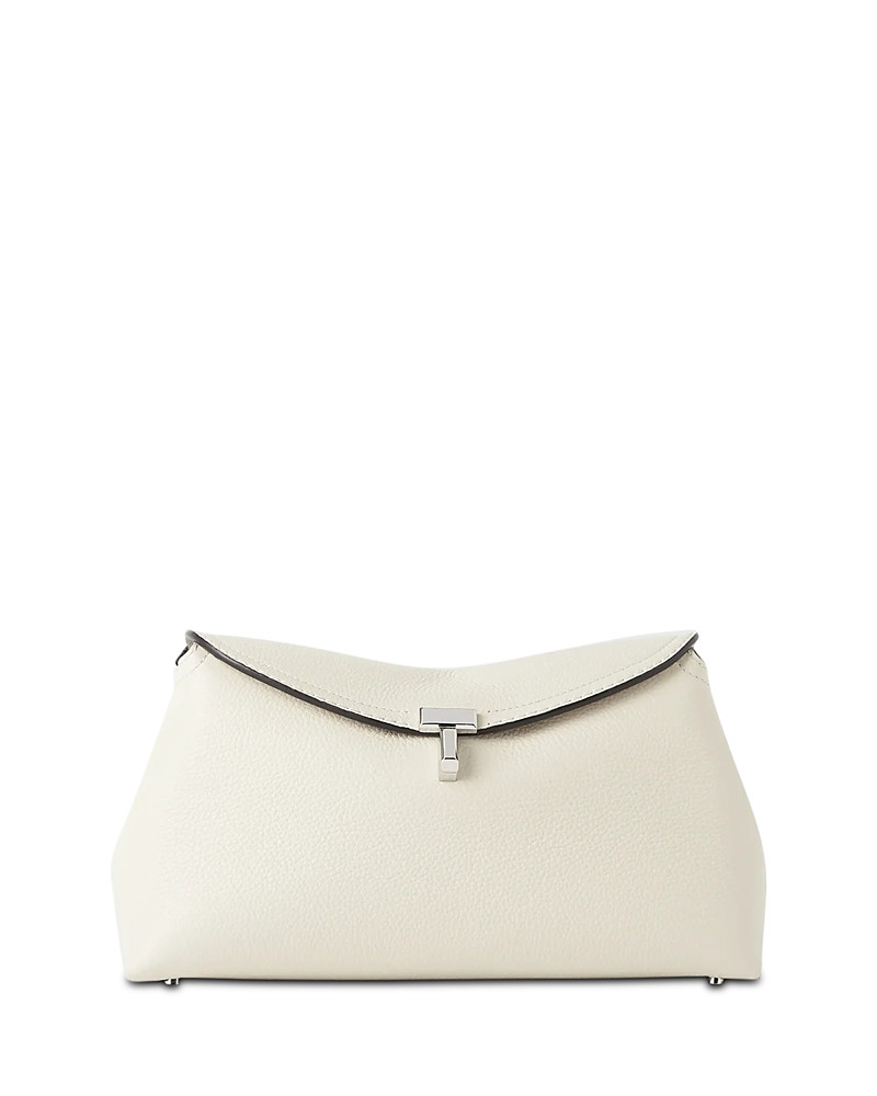 Toteme T-Lock Grained-Leather Convertible Clutch in Milk | Bloomingdale's (US)
