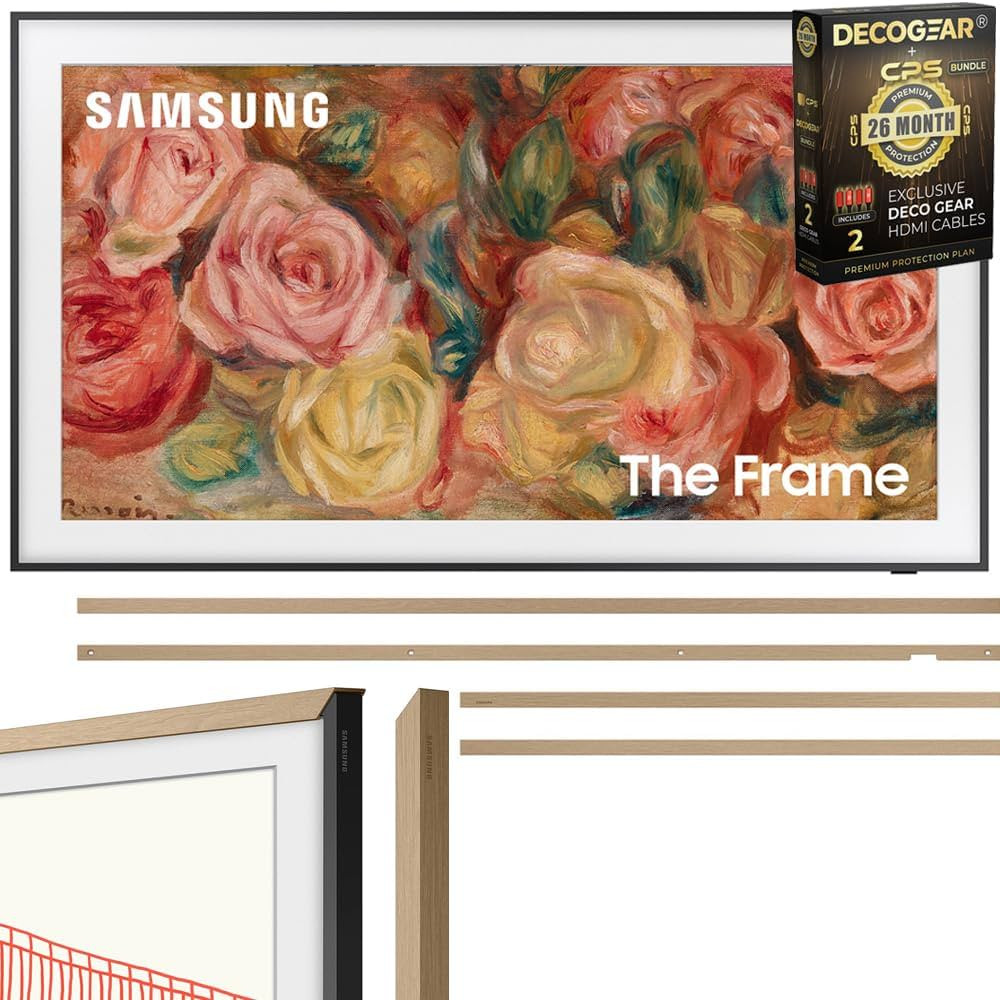 SAMSUNG QN65LS03DA 65" The Frame QLED 4K Smart TV (2024) Bundle with Bezel Teak + Deco Gear 2X 4K... | Amazon (US)