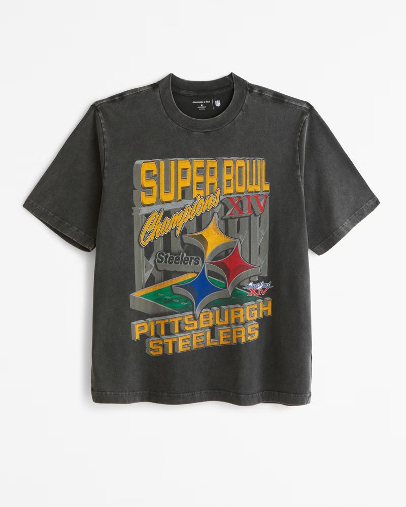 Abercrombie & Fitch Men's Pittsburgh Steelers Vintage-Inspired Graphic Tee in Black - Size S | Abercrombie & Fitch (US)