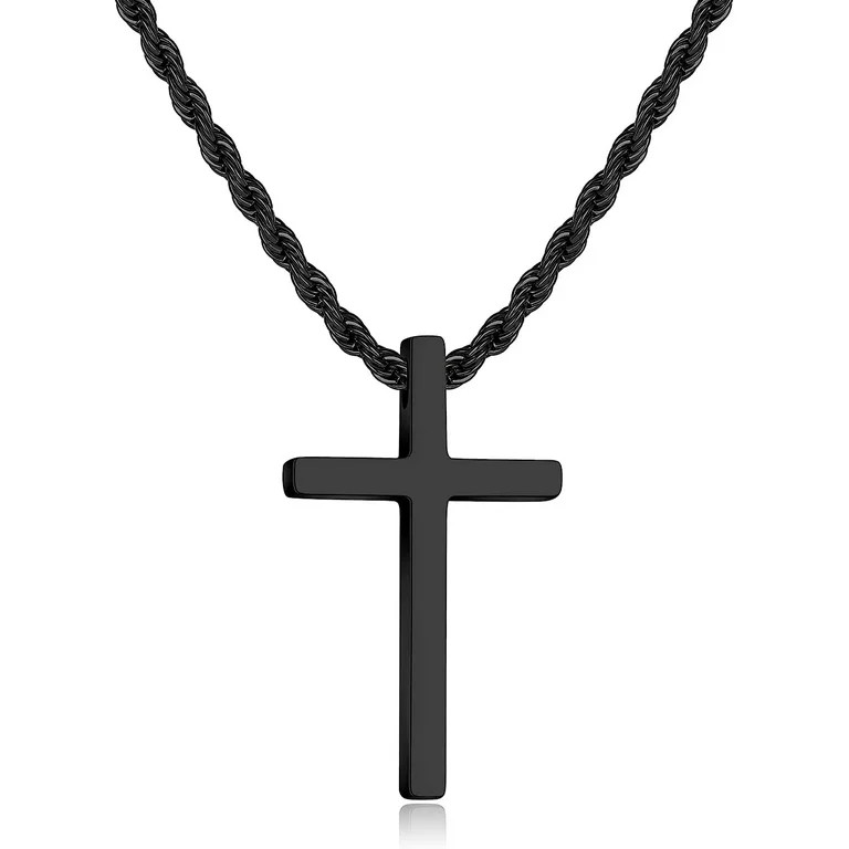 Cross Necklace for Men,Stainless Steel Black Silver Gold Cross Pendant Necklace for Men Cross Cha... | Walmart (US)