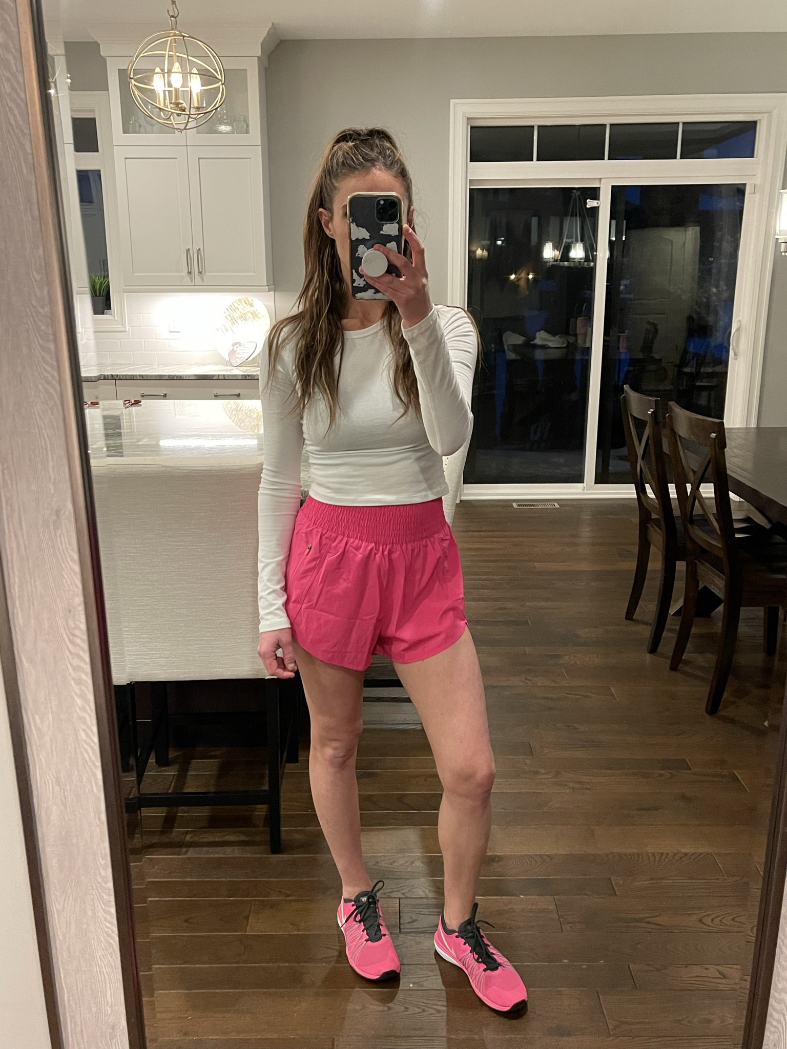 Easy, effortless sporty look - high waisted shorts (come in several different colors), a long sleeve crop top and bright hot pink Nike shoes      



summer, spring , athletic, athlesure wear, work out, active, activewear, sports, casual

#LTKfitnessgoals #LTKSaleAlert #LTKActive