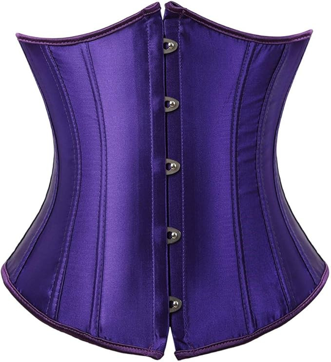 Zhitunemi Women's Satin Underbust Corset Bustier Waist Training Cincher Plus Size Corsets | Amazon (US)