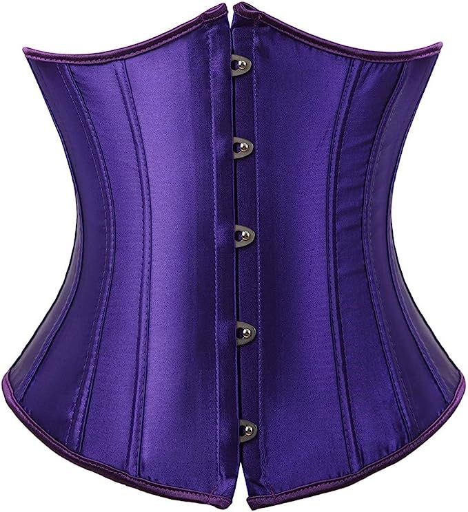 Zhitunemi Women's Satin Underbust Corset Bustier Waist Training Cincher Plus Size Corsets | Amazon (US)