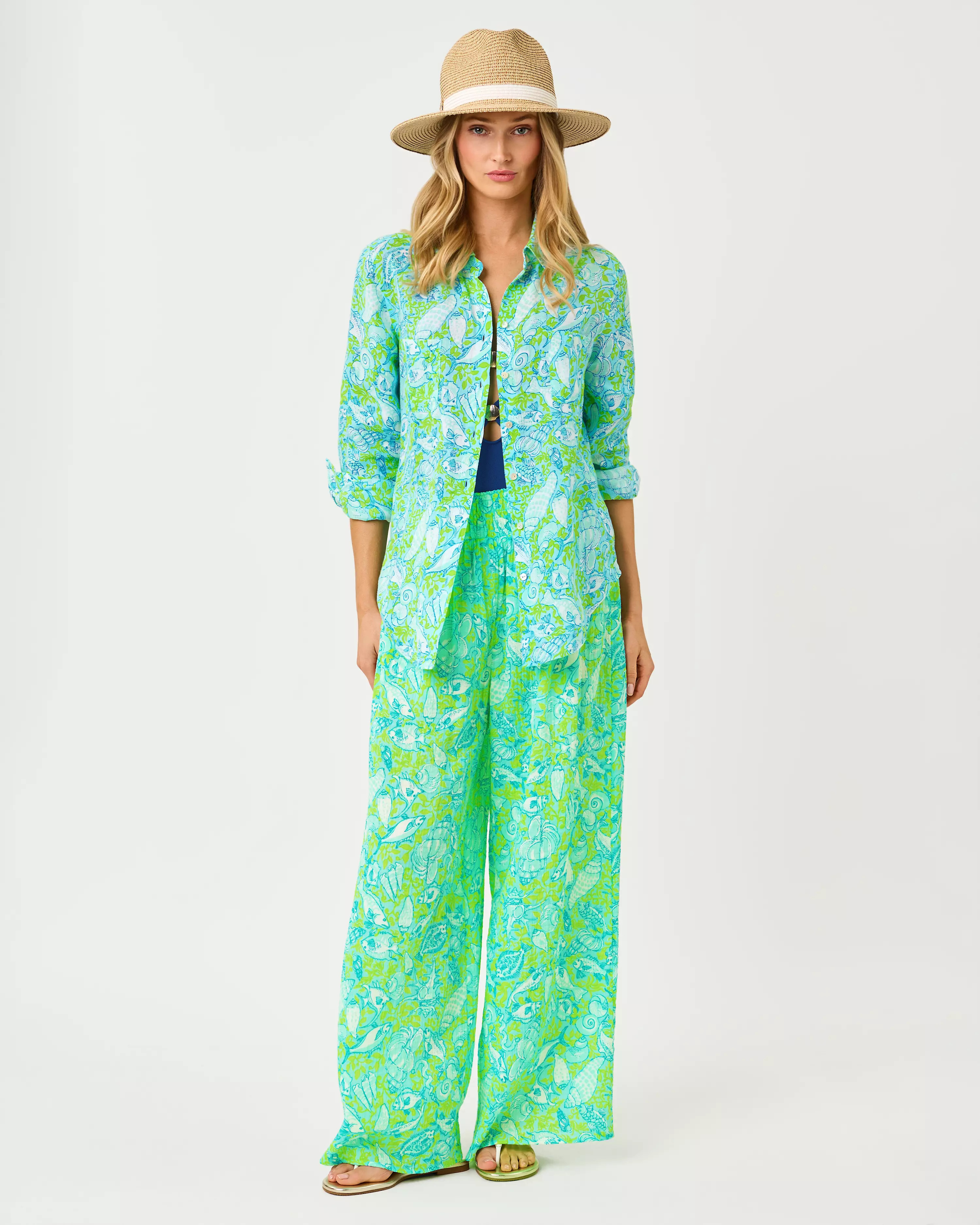 Sea View Linen Button Down Shirt | Lilly Pulitzer