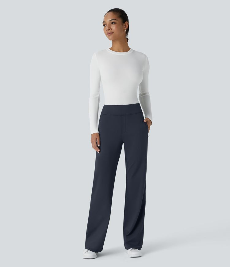 Women’s Halara Flex™ DayStretch Mid Rise Side Zipper Pocket Work Flare Pants - Halara | HALARA