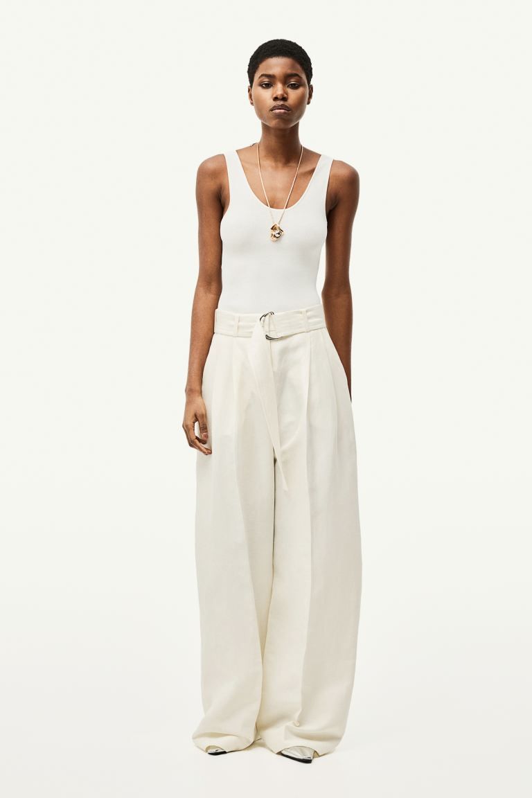 Linen-blend Pants with Belt | H&M (US + CA)