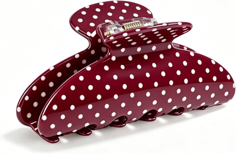 Polka Dot Hair Claw Clip for Women, Lightweight Acrylic Non-Slip Jaw Clip, Small Medium Strong Ho... | Amazon (US)