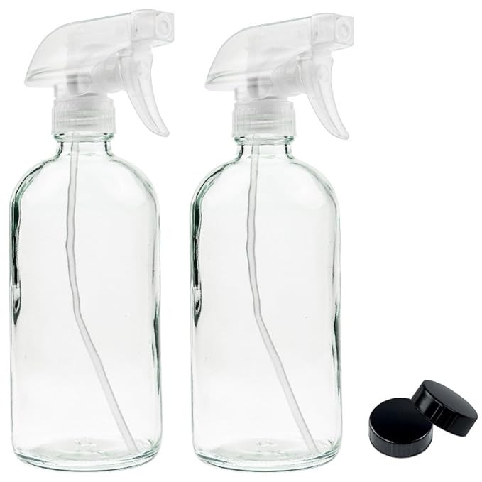Empty Clear Glass Spray Bottles - Refillable 16 oz Containers for Essential Oils, Cleaning Produc... | Amazon (US)