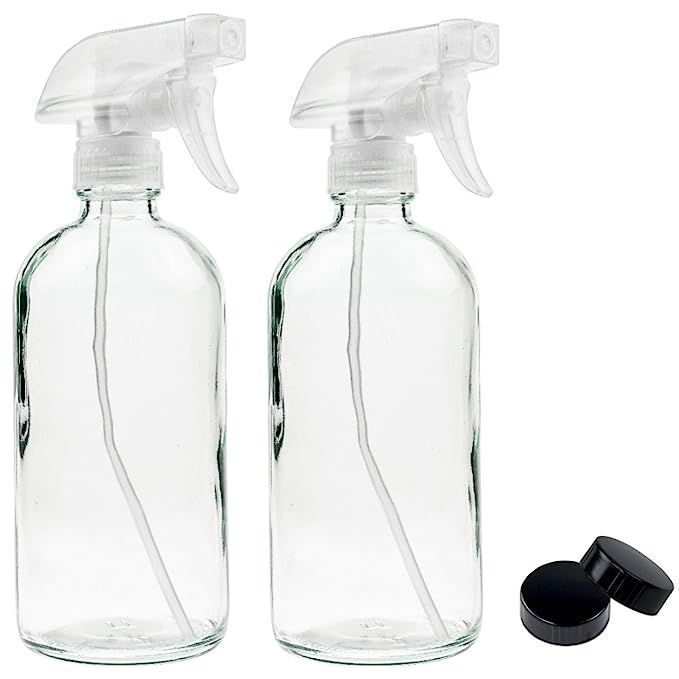 Empty Clear Glass Spray Bottles - Refillable 16 oz Containers for Essential Oils, Cleaning Produc... | Amazon (US)