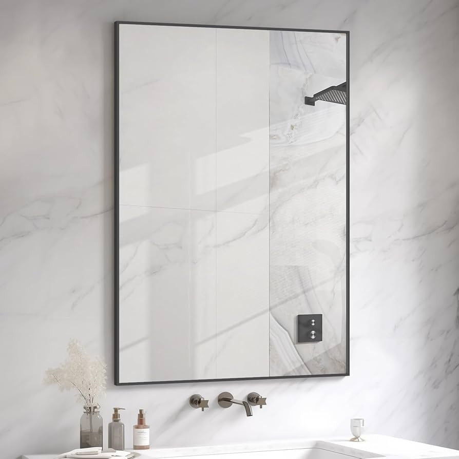 HOMECOOKIN Black Metal Mirror for Bathroom 28 x 40 Inch Black Bathroom Mirror for Over Sink, Rect... | Amazon (US)