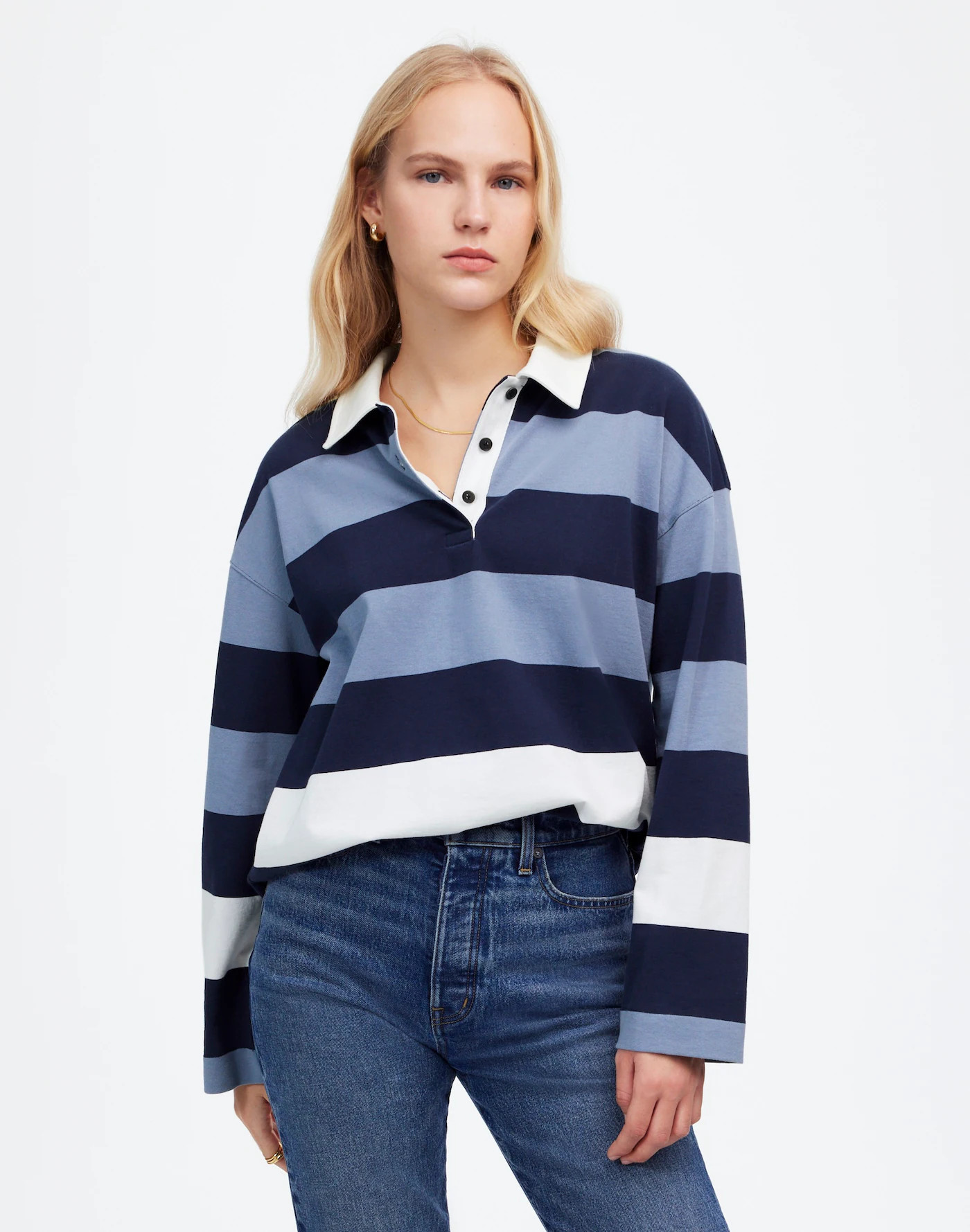 Rugby Long-Sleeve Polo Shirt | Madewell | Madewell
