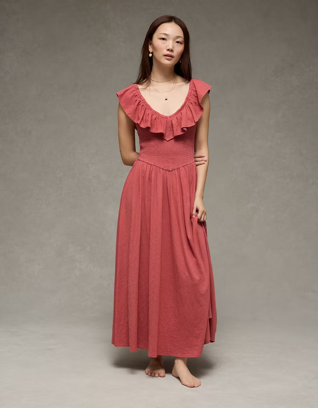 AE Sunchaser Knit Drop Waist Midi Dress | American Eagle Outfitters (US & CA)