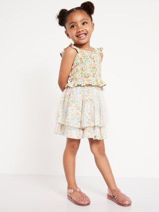 Printed Sleeveless Smocked Top and Tulle Skirt Set for Toddler Girls | Old Navy (CA)