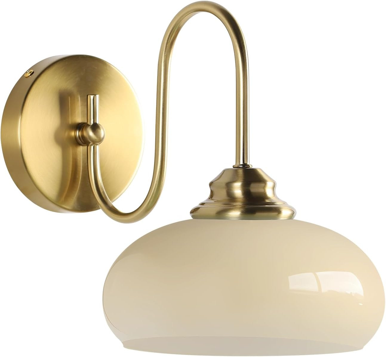KCO Brushed Brass Gold 7.9” Vintage Cream Yellow Dome Glass Wall Sconce | Amazon (US)