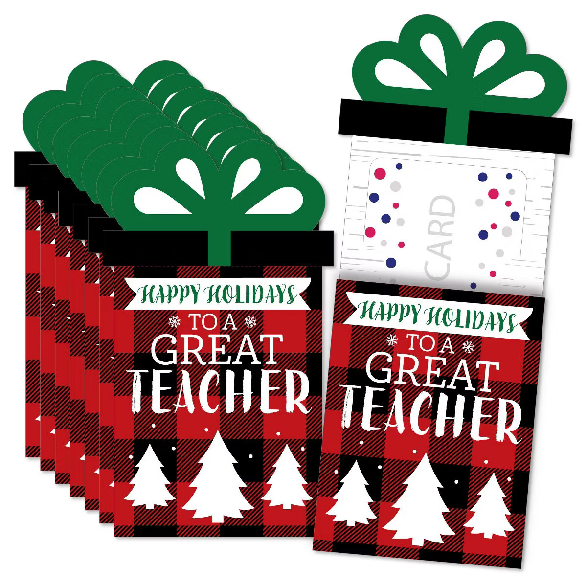 Big Dot of Happiness Plaid Teacher Appreciation- Holiday and Christmas GiftsMoney and Gift Card S... | Target