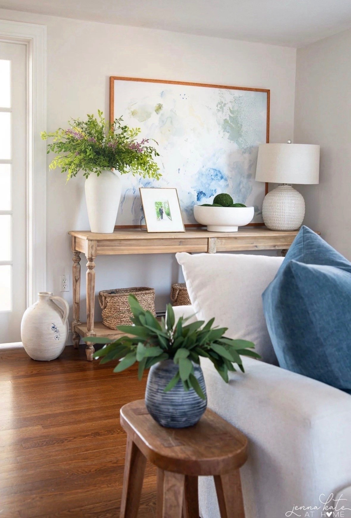 Easy console table styling inspiration! Pop of greenery perfect for spring and summer! Pottery Barn ceramic pieces are on sale! 

#LTKHome #LTKSaleAlert