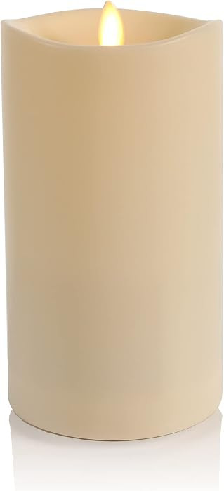 Luminara Outdoor Flameless LED Ivory Candle Melted Edge 3.75" x 7" Real Moving Flame Battery Operated Timer Plastic Weather-Resistant | Amazon (US)