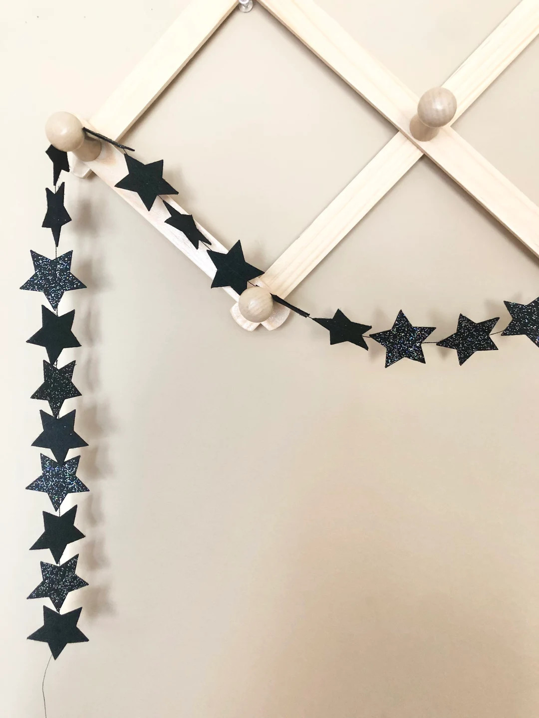 Black Star Glitter Felt Decorative Whimsy Garland Child - Etsy | Etsy (US)