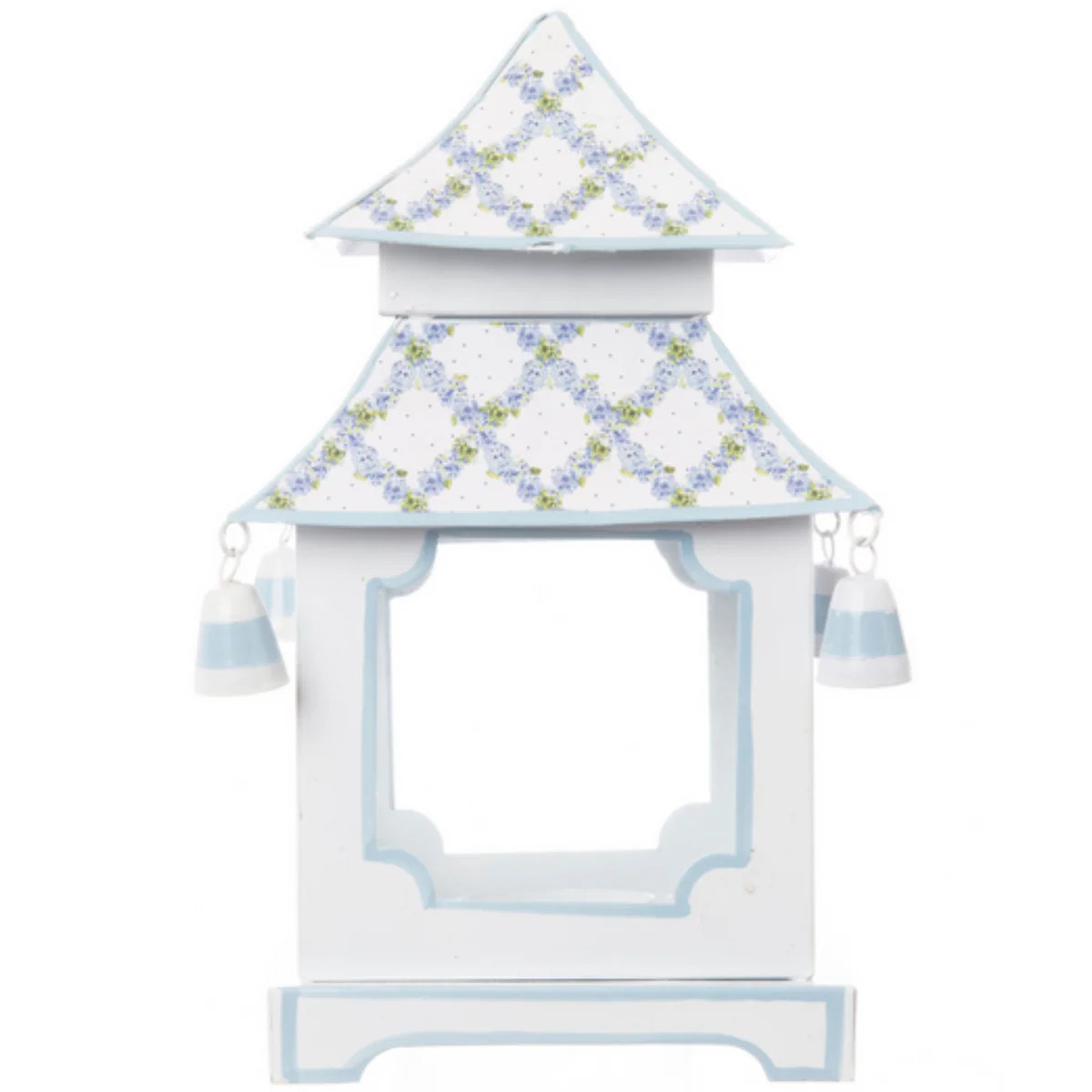 Soft Blue Hydrangea Garden Trellis Pagoda Lantern | The Well Appointed House, LLC