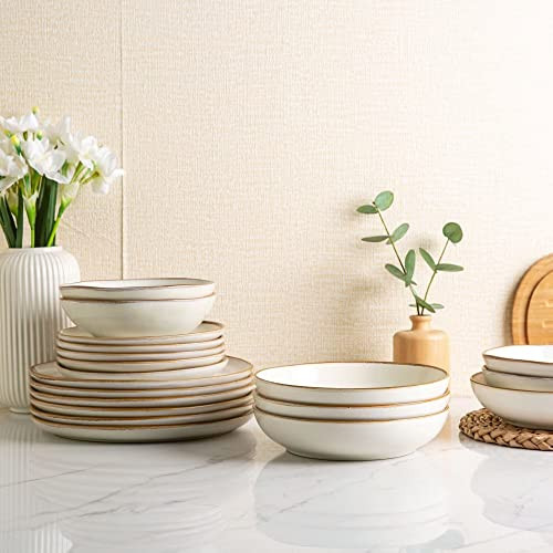 AmorArc Ceramic Dinnerware Sets,Handmade Reactive Glaze Stoneware Plates and Bowls Sets,Highly Sc... | Amazon (US)