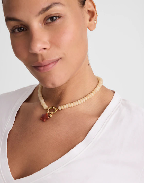 Semiprecious Beaded Carabiner Charm Necklace | Madewell