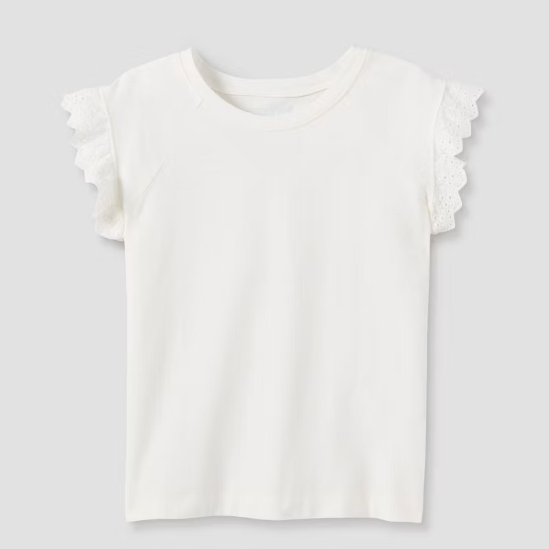 Girls' Short Sleeve Eyelet T-Shirt - Cat & Jack™ | Target