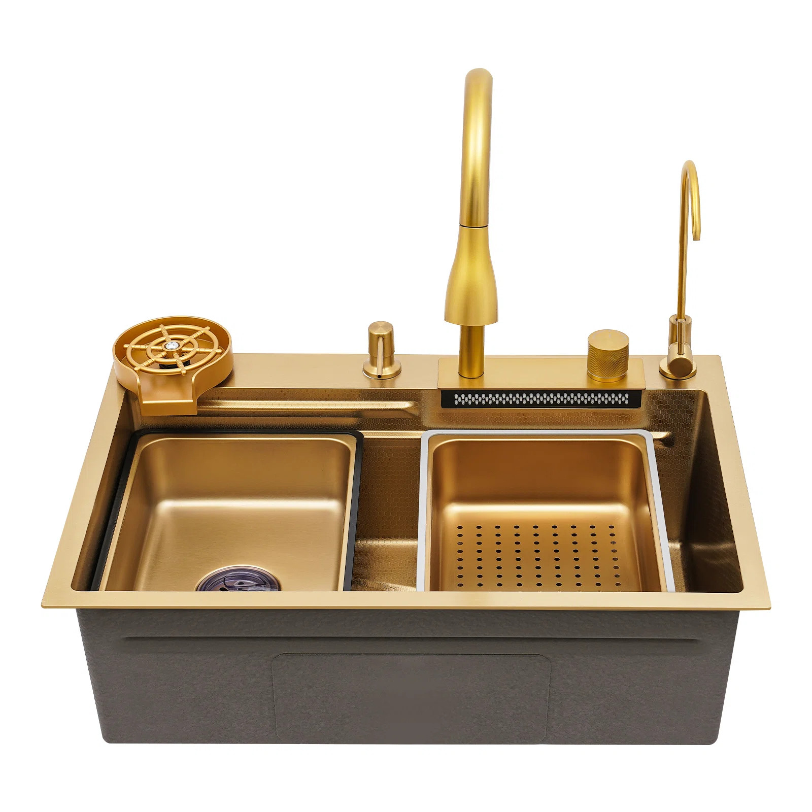 Oukaning Modern Rectangular Kitchen Sink with Single Bowl and Faucet OUKL391 | Wayfair North America