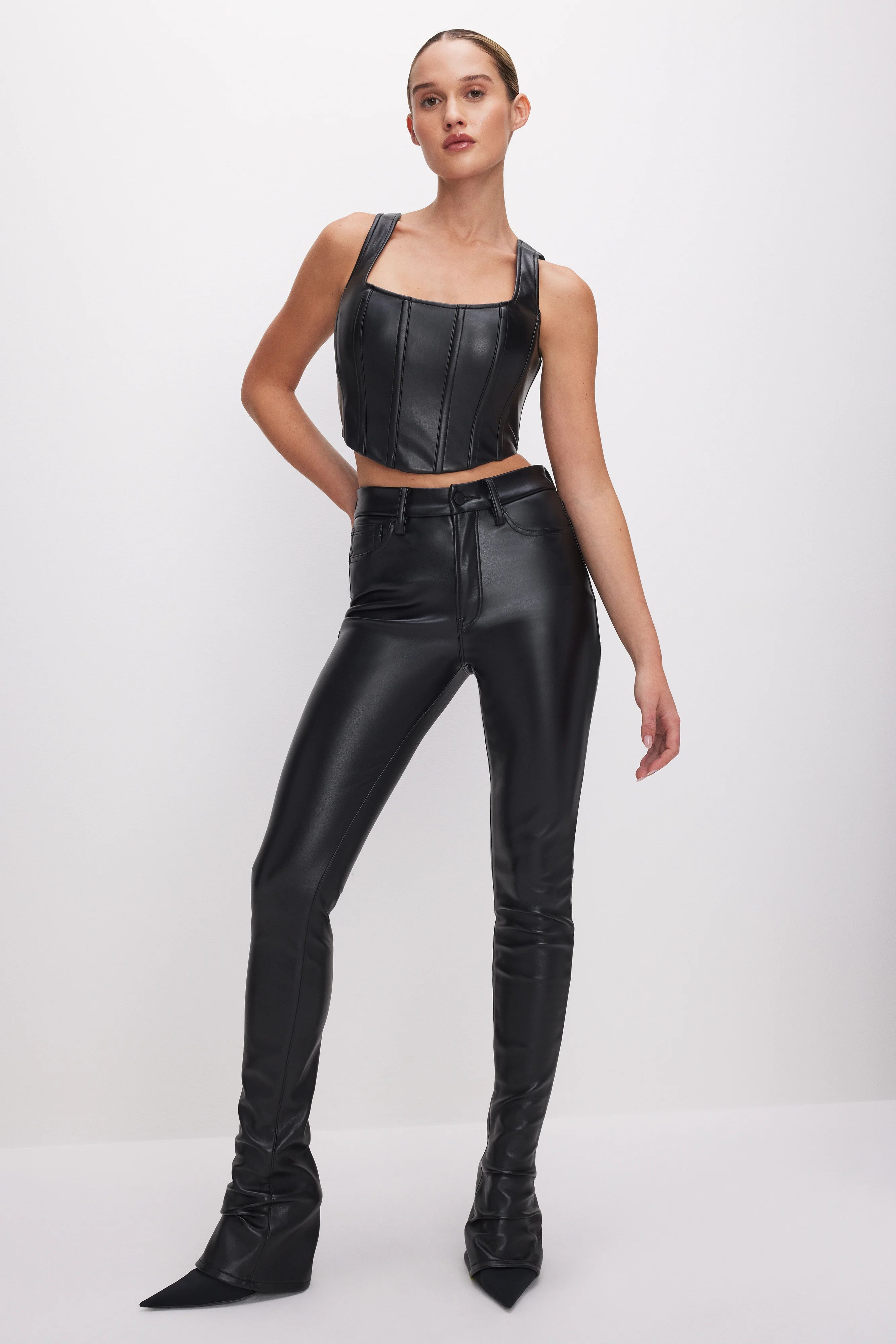 FAUX LEATHER CORSET | Good American