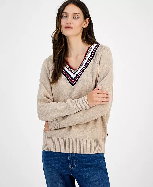 Women's Textured V Neck Sweater | Macy's