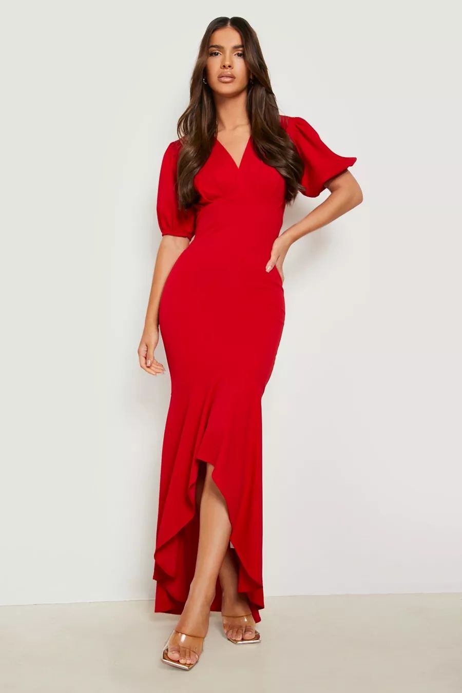 Puff Sleeve Fishtail Maxi Dress | Boohoo.com (US & CA)