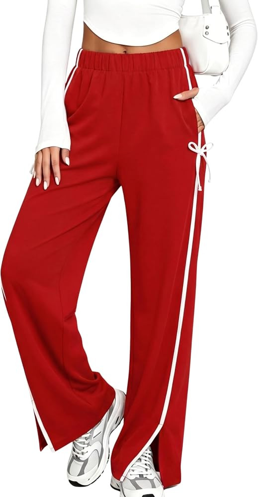 MINSURE Baggy Wide Leg Sweatpants Y2K Elastic Waist Casual Pants | Amazon (US)
