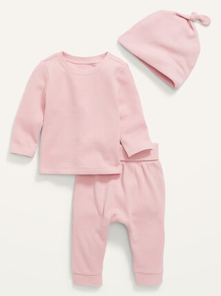 Unisex Thermal-Knit T-Shirt, Pants & Hat 3-Piece Layette Set for Baby | Old Navy (US)