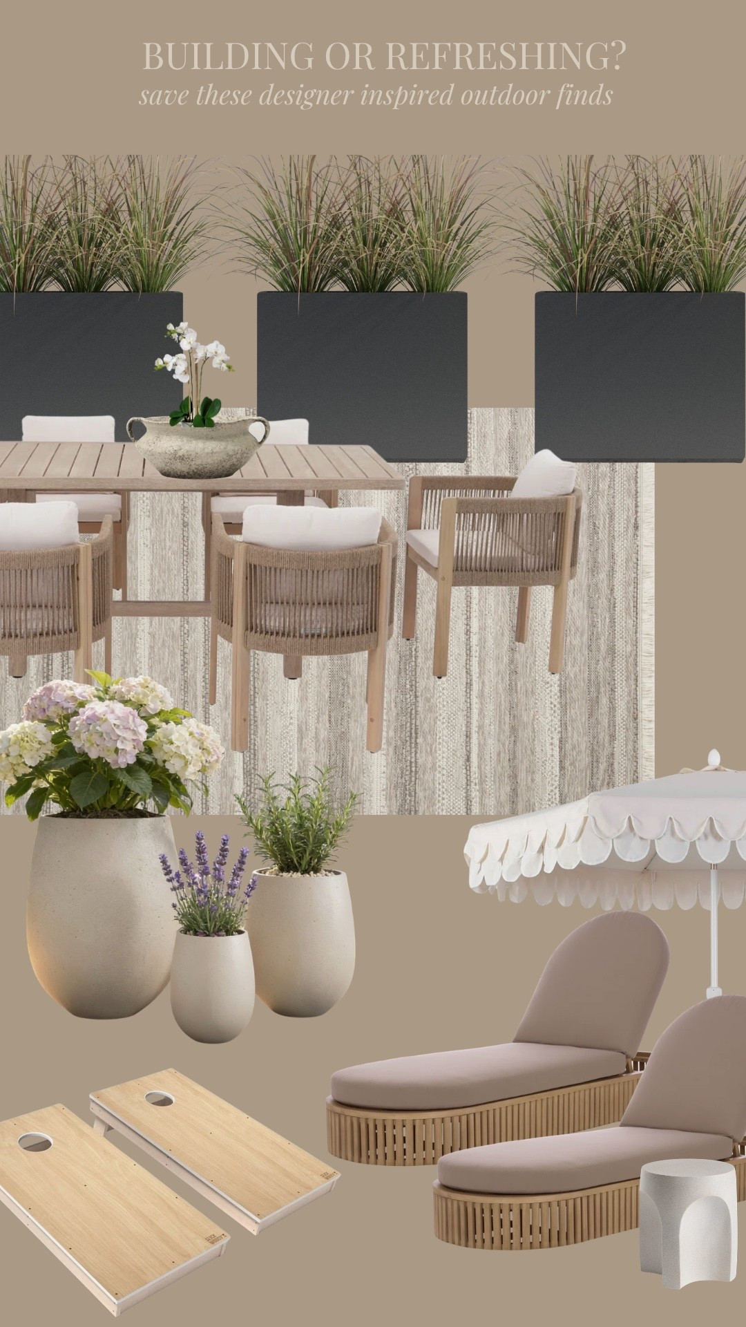 #ad building or refreshing… this is where i’d start 🤎

kept it simple with pieces that feel clean, layered, and easy to mix in. just those good staples that instantly pull an outdoor space together. honestly the kind of finds i look for every time @Wayfair 

#wishyouwerehere #outdoor #wayfair #wayfairpartner 

#LTKSeasonal #LTKHome #LTKdayinmylife