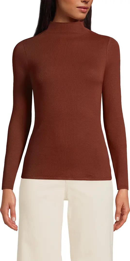 Lands' End Drapey Rib Skimming Long Sleeve Mock Neck | Nordstrom | Nordstrom