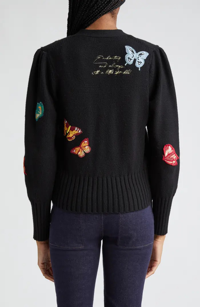 Morgan Butterfly Embroidered Cardigan | Nordstrom