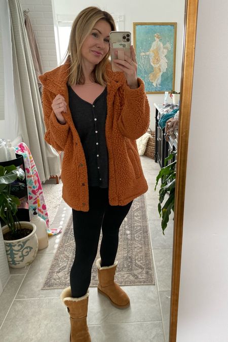 Y’all these leggings are Amazing! 4 pack buttery soft high waisted butt lift leggings from Amazon under $25 
Womens Sherpa jacket
Womens Bailey button Uggs 
Button up top


#LTKsalealert #LTKFind #LTKunder50