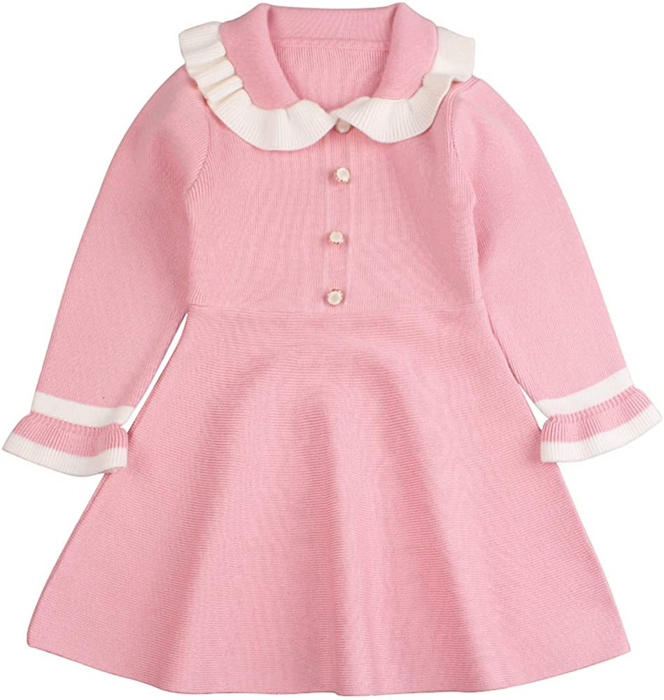 Ruffles Baby Girls Cardigan Warm Infant Toddler Sweater Dress Girls Long Sleeve V-Neck Cardigans ... | Amazon (US)