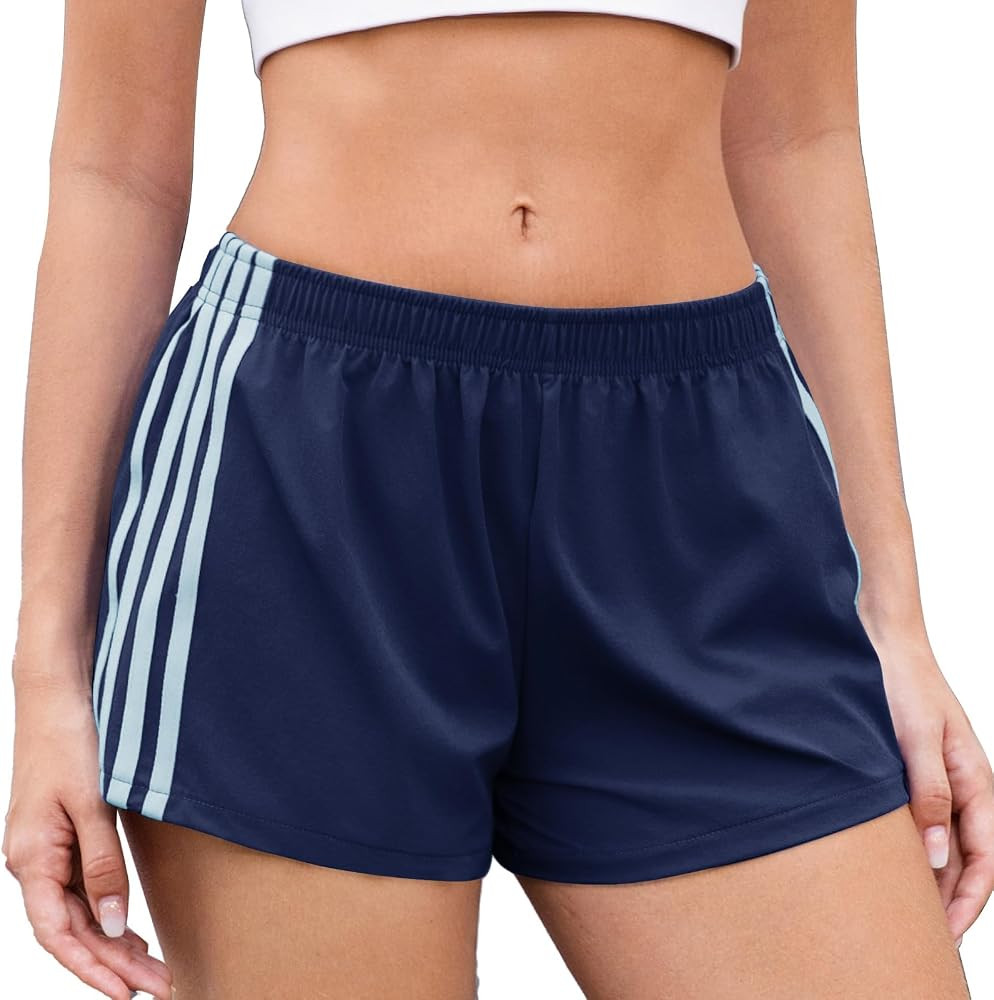NEXSONIC Women's Summer Striped Shorts - Lightweight Athletic Track Shorts for Running Gym Workou... | Amazon (US)