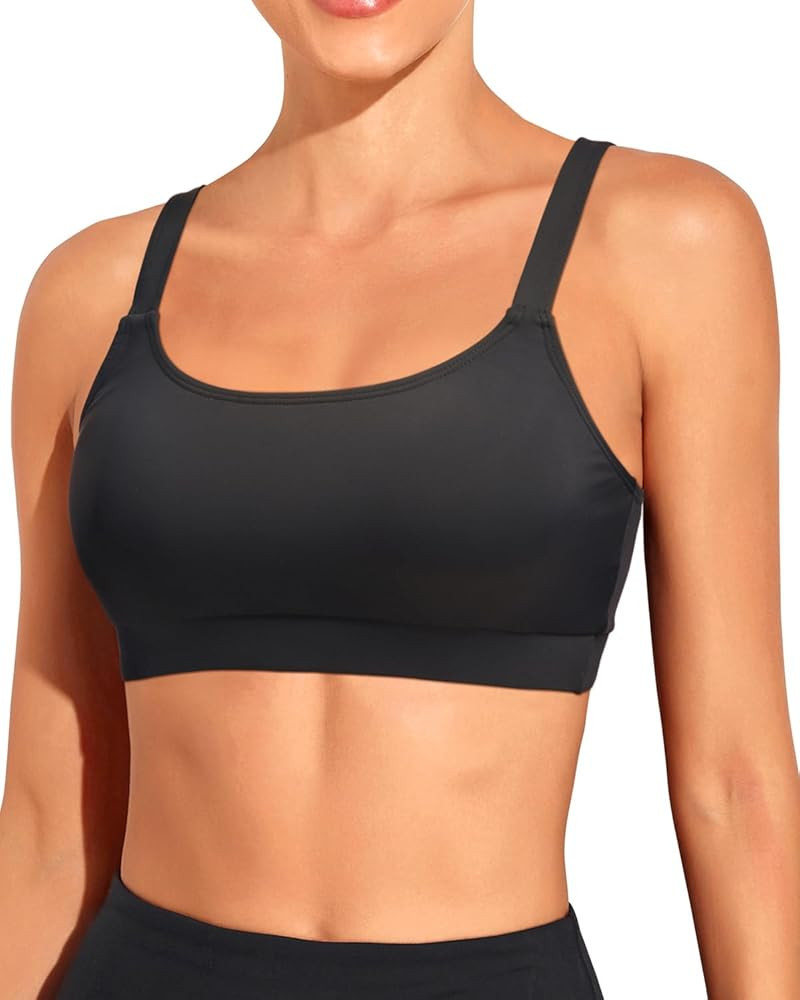 Tempt Me Women Sports Bra Bikini Tops Scoop Neck Bathing Suits Top Padded Swim Crop Tops Only | Amazon (US)