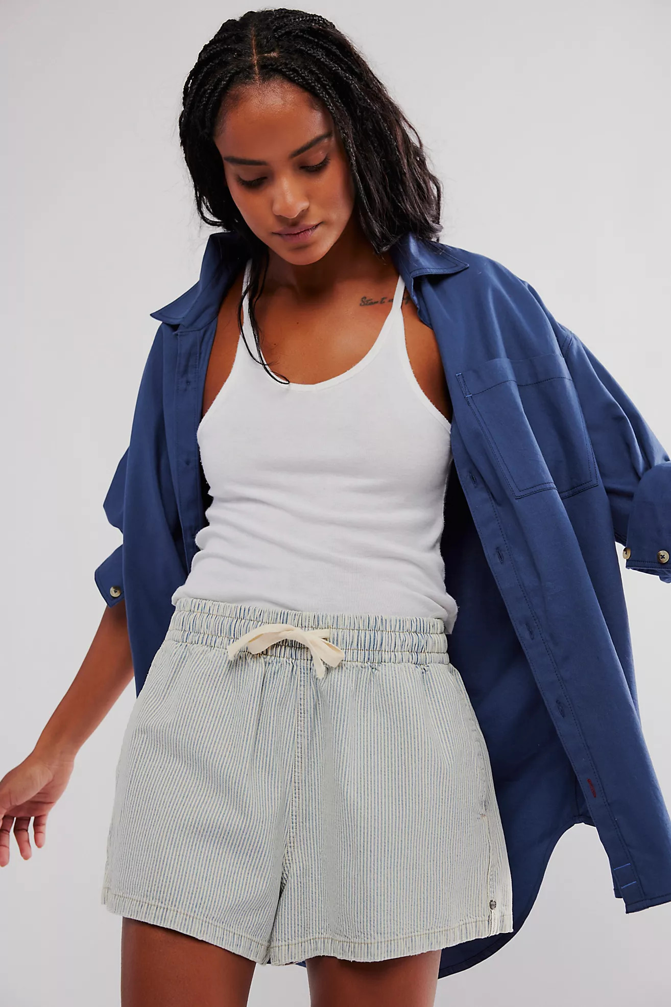 OneTeaspoon Denim Striped Boxer Shorts | Free People (Global - UK&FR Excluded)