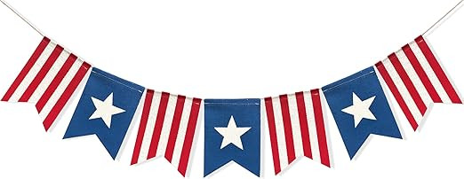 Uniwish American Flag Bunting Banner 4th of July Decorations, Patriotic Stars and Stripes America... | Amazon (US)