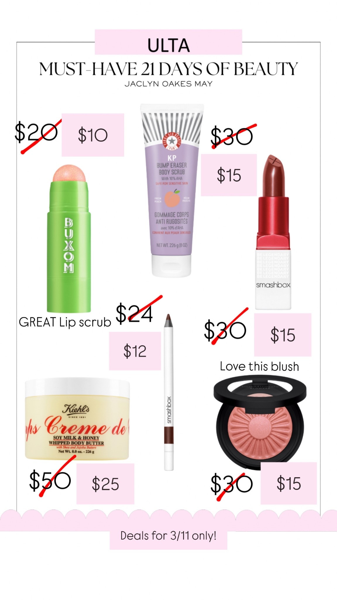 Ulta 21 days of beauty best deals for March 11th. 

#21daysofbeauty #ulta21daysofbeauty 

#LTKBeauty