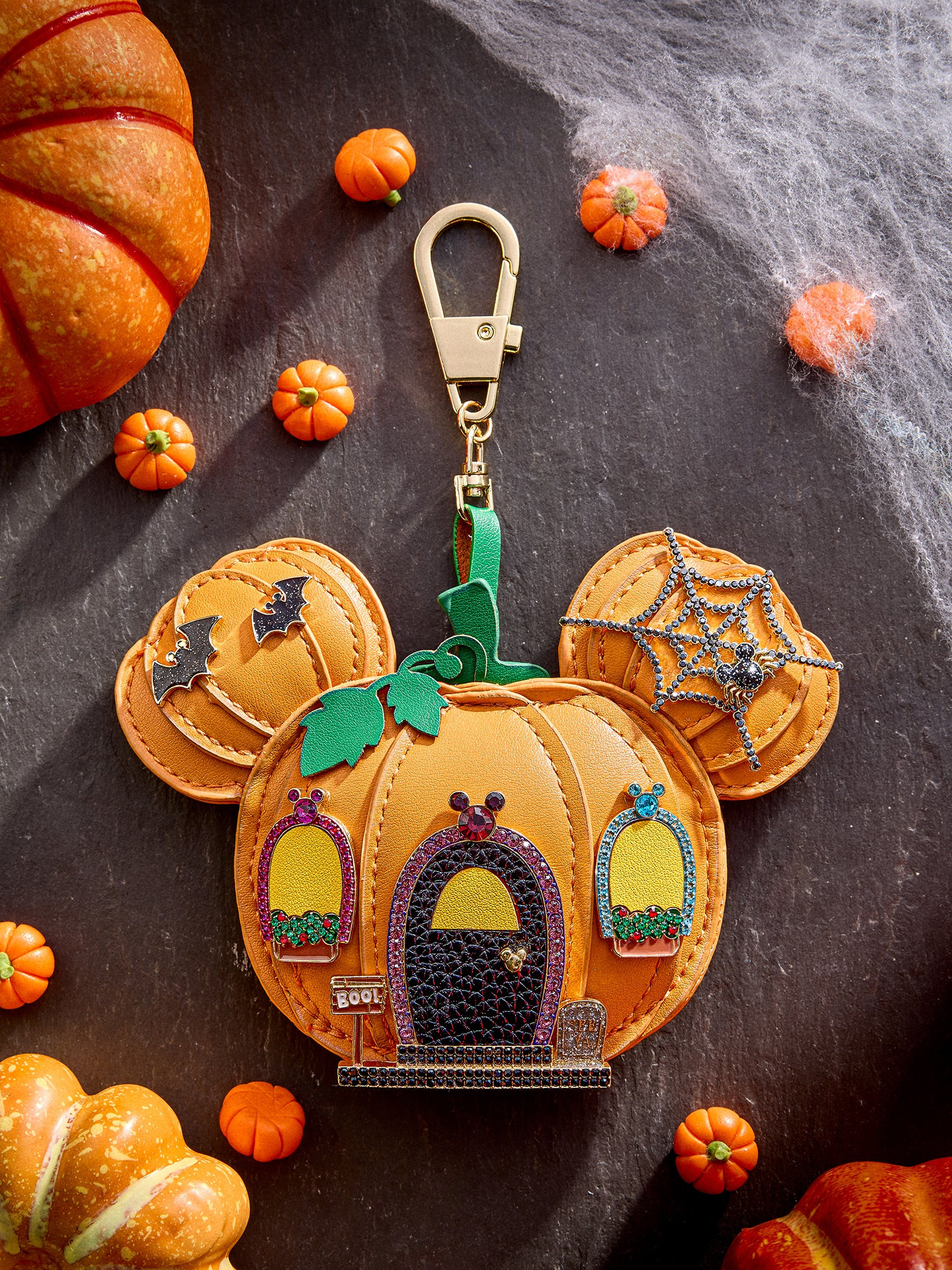 Disney Mickey Mouse Haunted Pumpkin Puff Bag Charm - Haunted House Bag Charm | BaubleBar