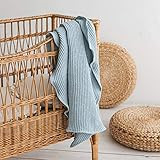 MINICAMP Linen Baby Wrap - Fully Organic Babies Blanket Waffle Pattern and Light Blue Color | Amazon (US)