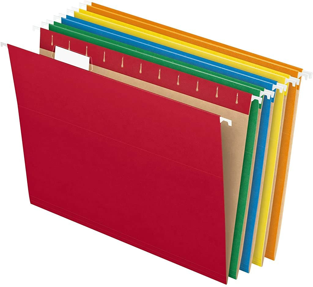Pendaflex Hanging File Folders, Letter Size, Assorted Colors, 1/5-Cut Adjustable Tabs, 25 Per Box... | Amazon (US)