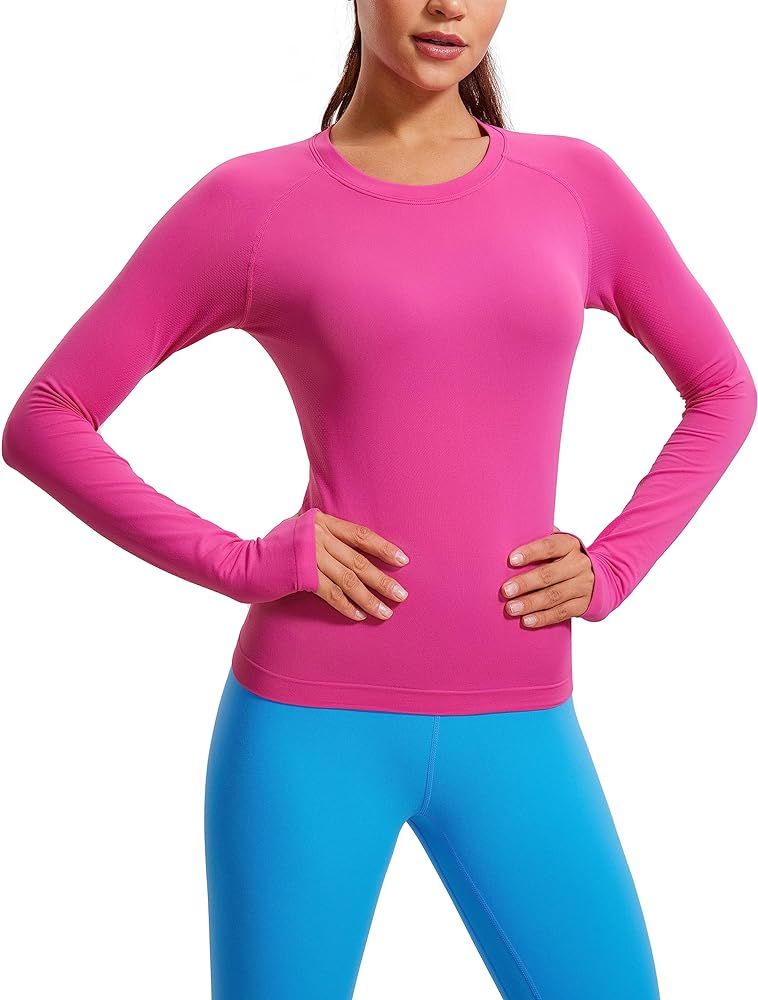 CRZ YOGA Womens Seamless Workout Long Sleeve Shirts Quick Dry Gym Athletic Tops Breathable Runnin... | Amazon (US)