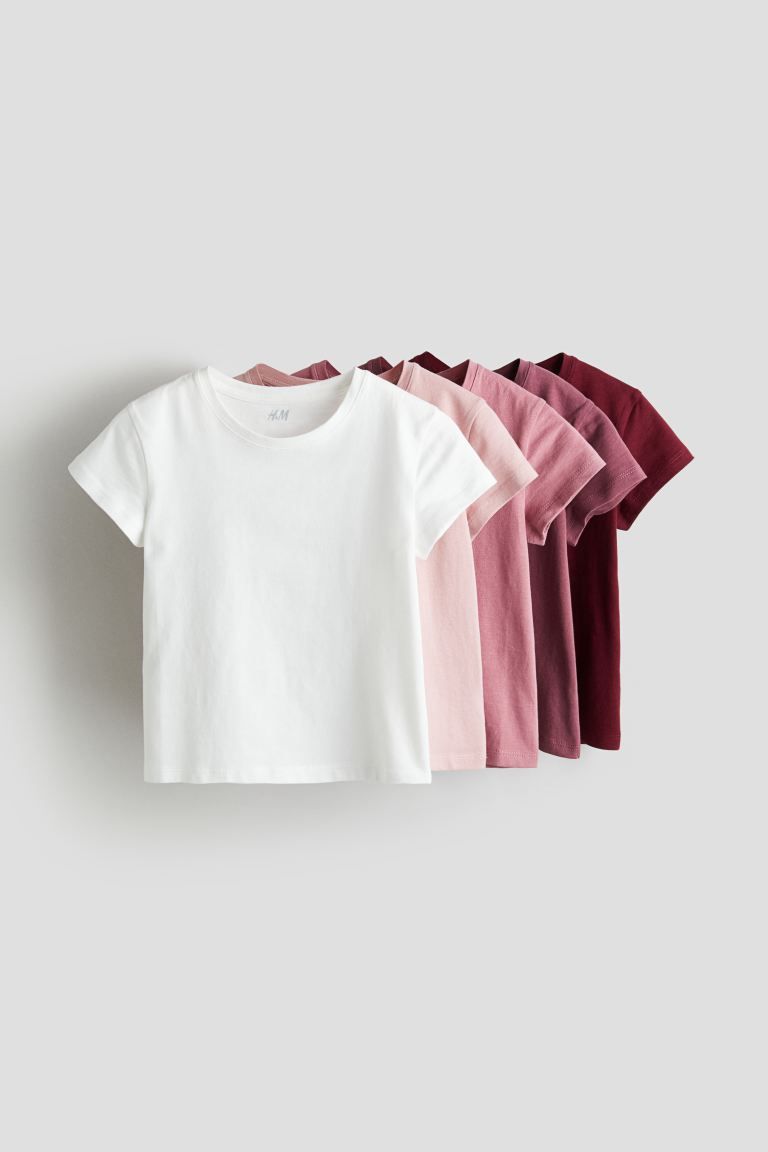 5-pack Cotton T-shirts - Dark red/dusty rose - Kids | H&M US | H&M (US + CA)