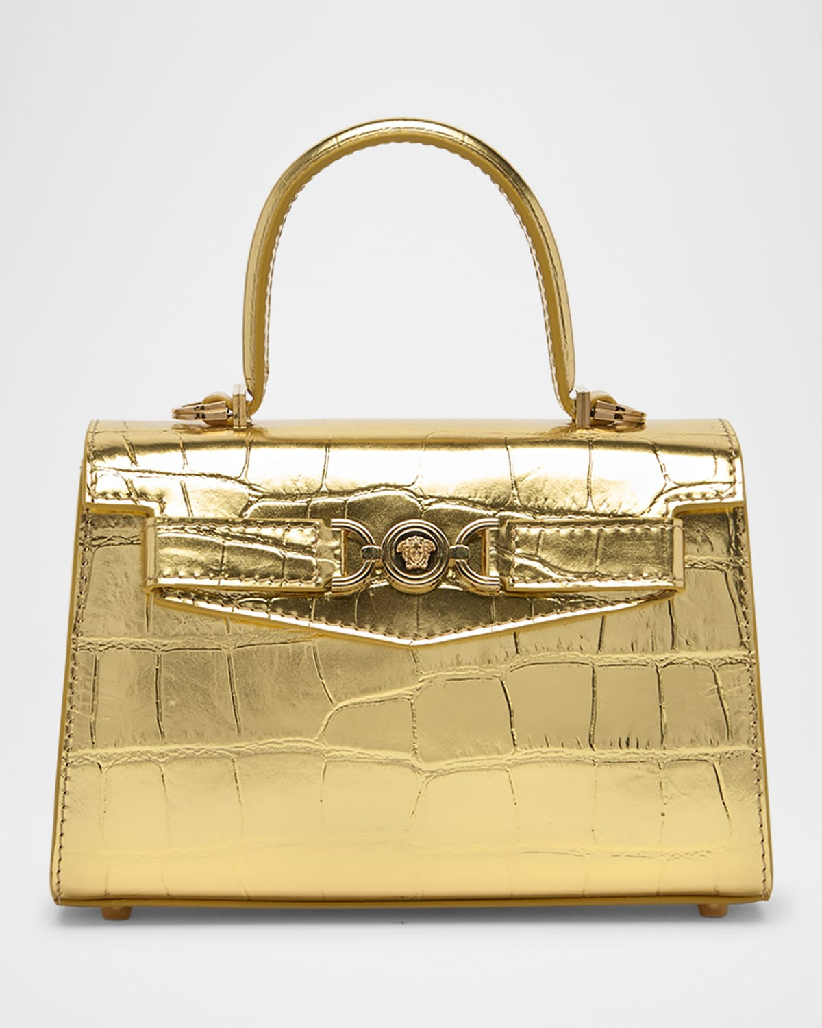 La Medusa Metallic Croc-Embossed Bag | Neiman Marcus
