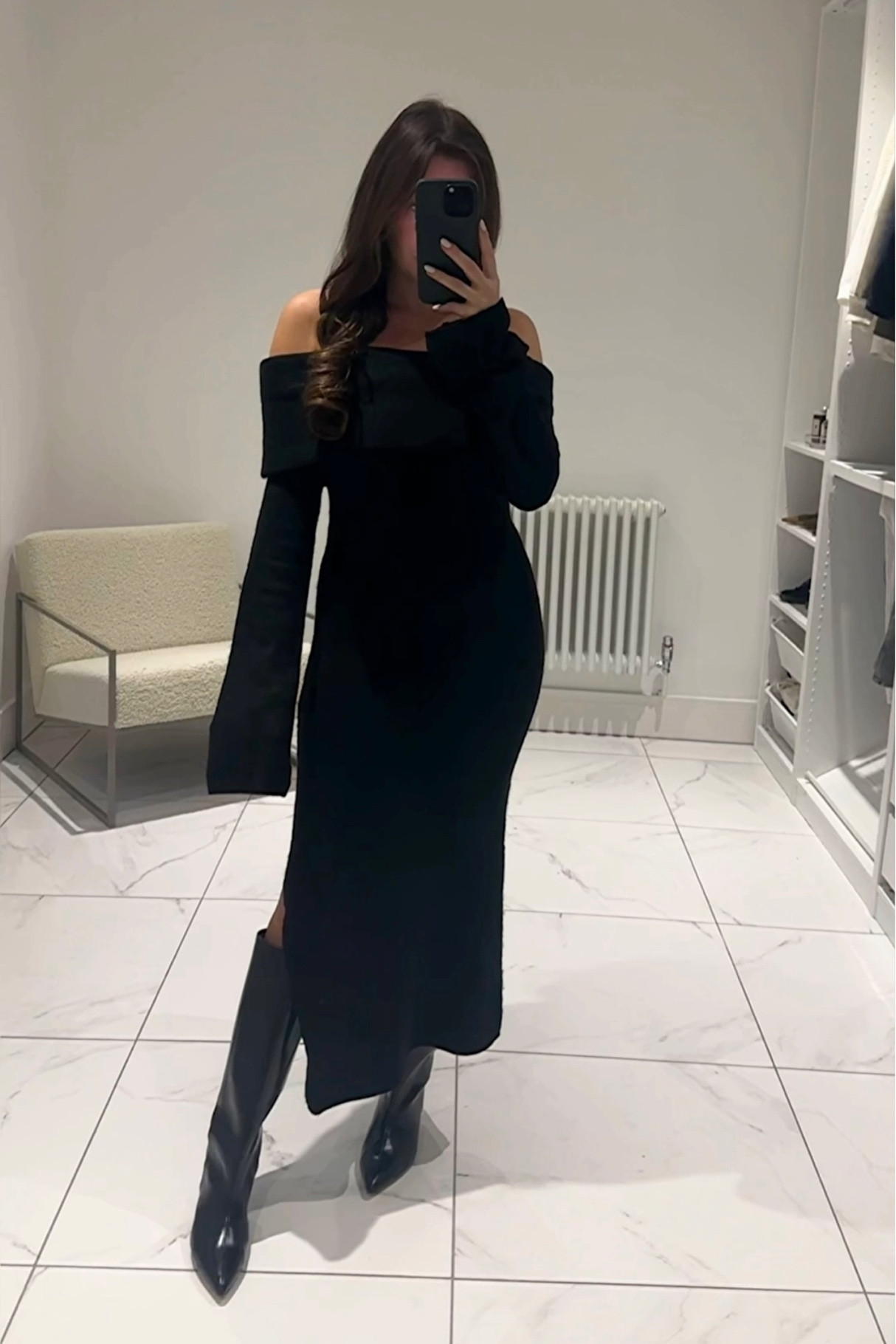off-shoulder ruched cut-out mini dress Off-Shoulder Ruched Cut-Out Mini Dress in Black - 14